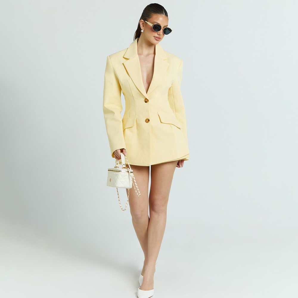 Yellow Formal Wear Women - Light Yellow Women's 2Pic Suit Set