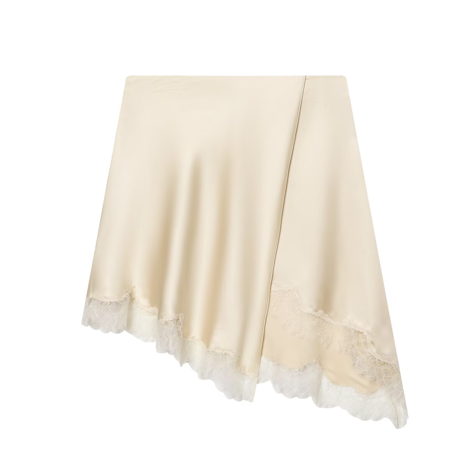 Yellow Formal Wear Women - Women's Elegant Satin Lace Hem Skirt