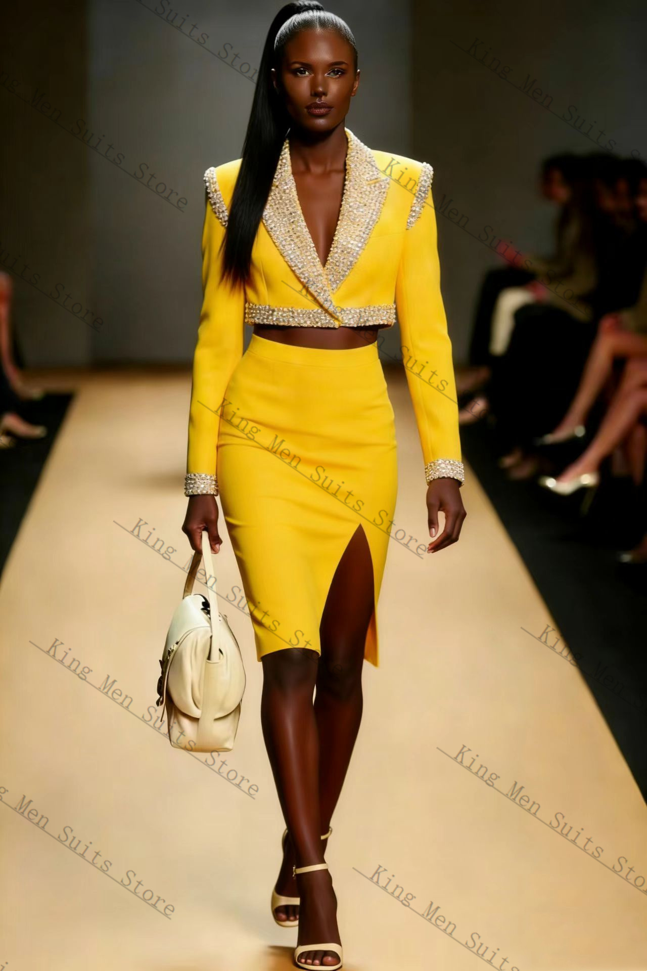 Yellow Crystals Women Suit Ski - Yellow Formal Wear Women review and price