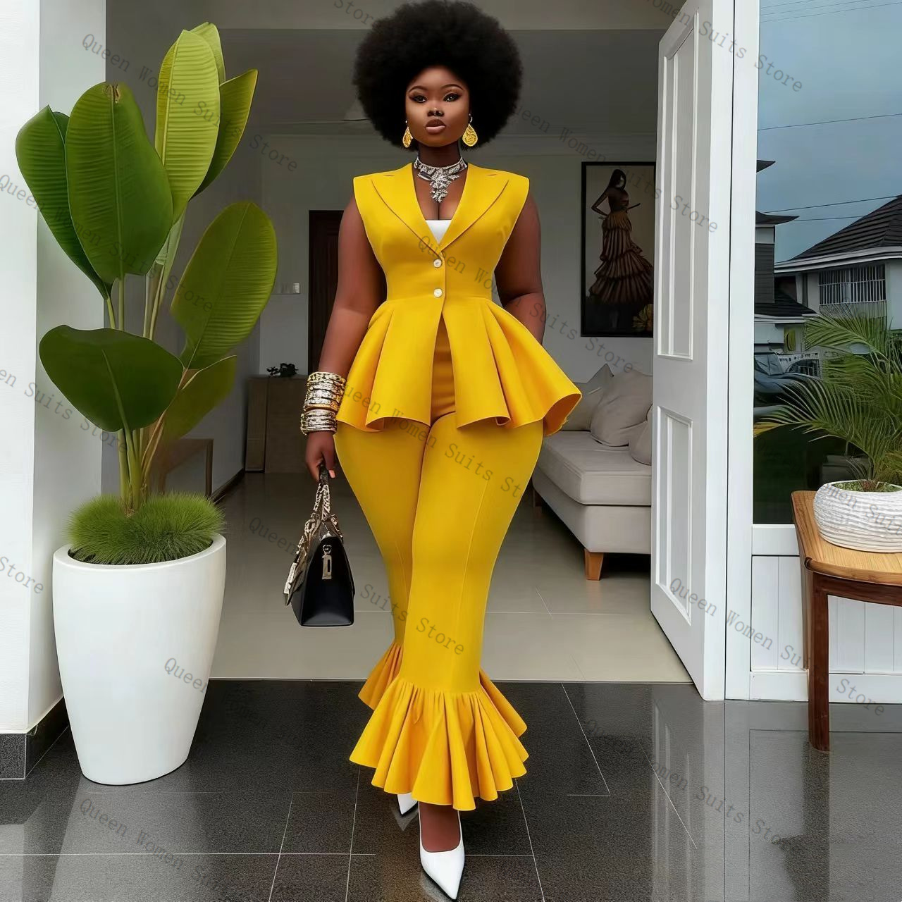 Yellow Women Suit Pants Set 2  - Yellow Formal Wear Women review and price
