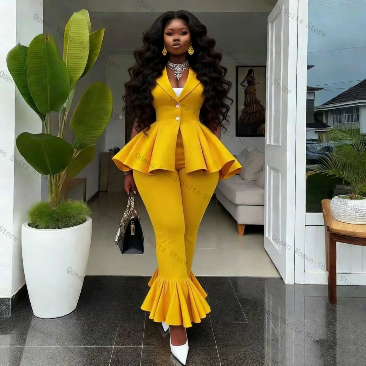 Yellow Women Suit Pants Set 2  - Yellow Formal Wear Women review and price