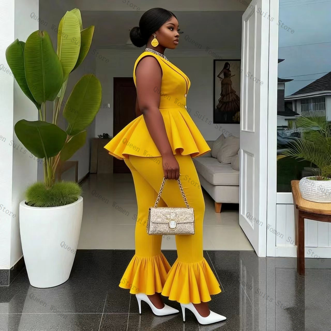 Yellow Women Suit Pants Set 2  - Yellow Formal Wear Women review and price