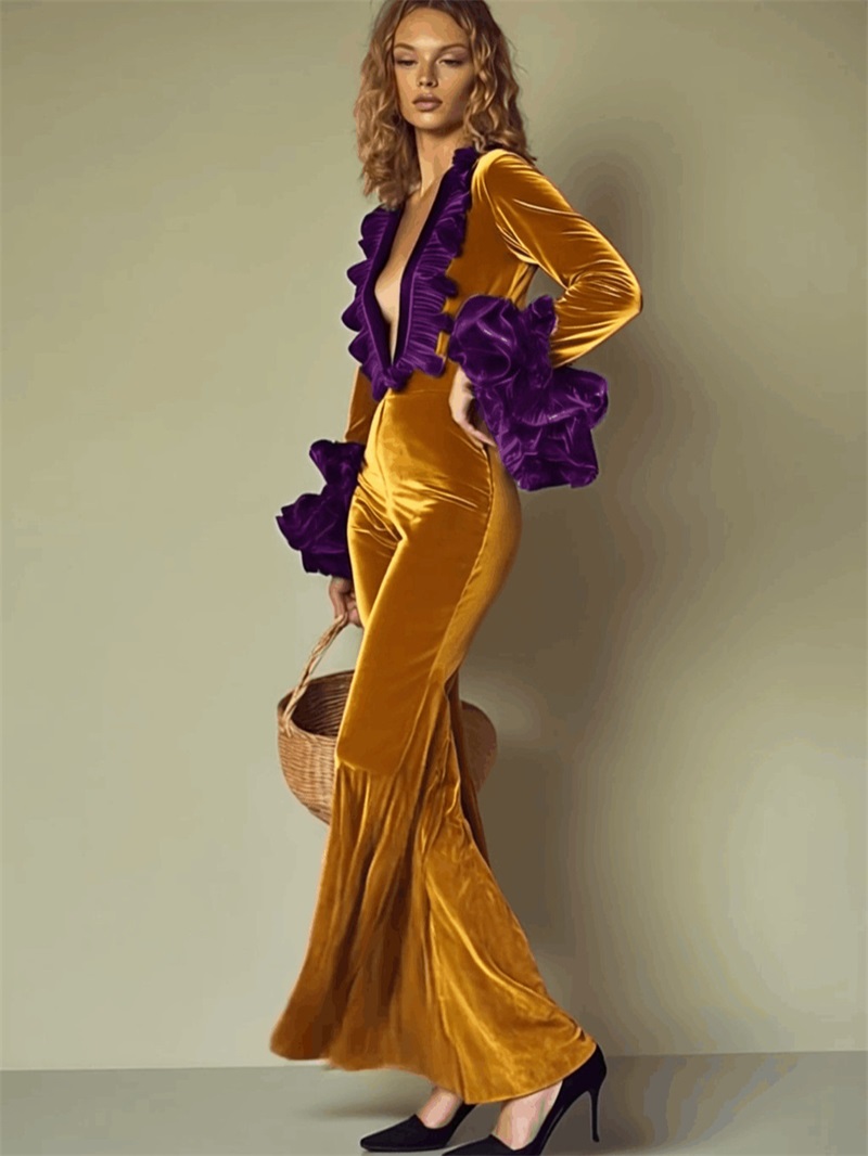 Yellow Purple Velvet Women Jum - Yellow Formal Wear Women review and price